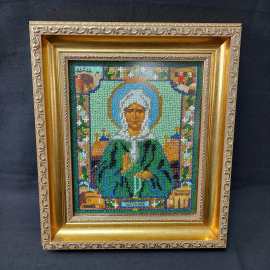 Икона православная, бисер, в рамке "Матрона Московская.